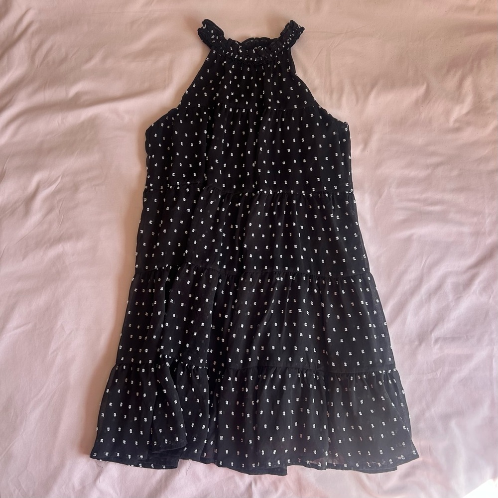 Francesca’s Black Polka Dot Tiered Dress – Size Small